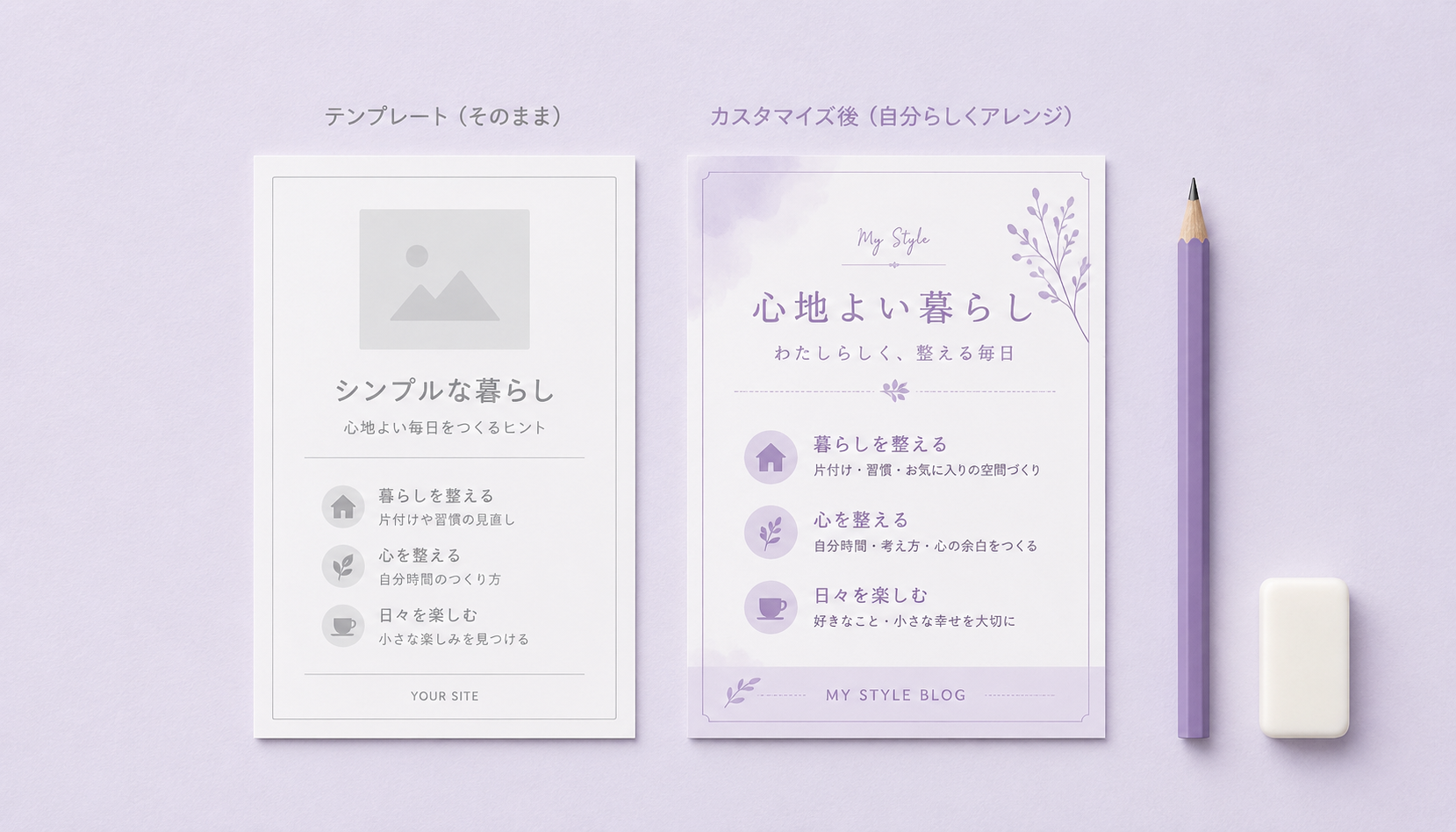 テンプレートをそのまま使わずカスタマイズする