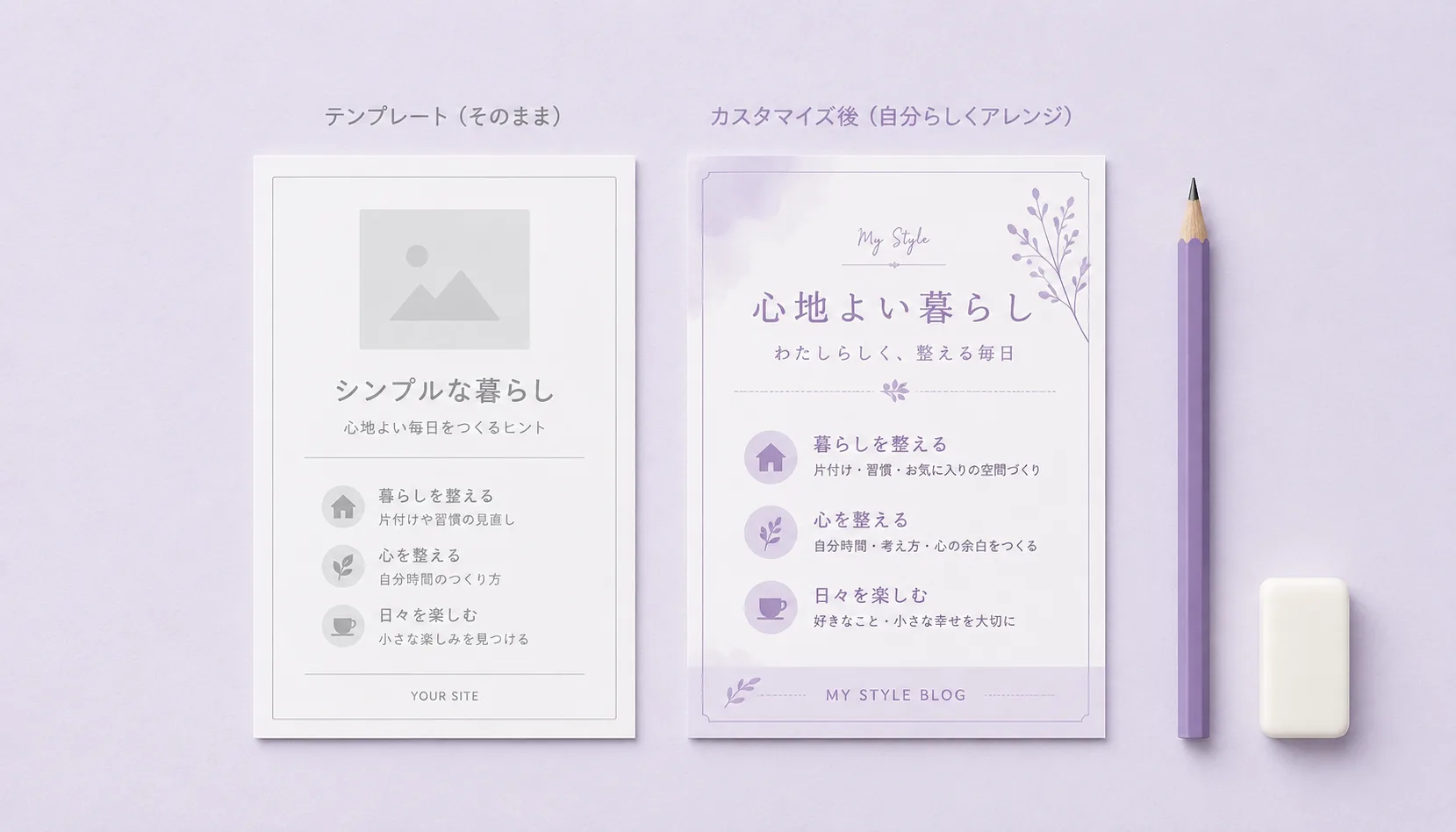 テンプレートをそのまま使わずカスタマイズする