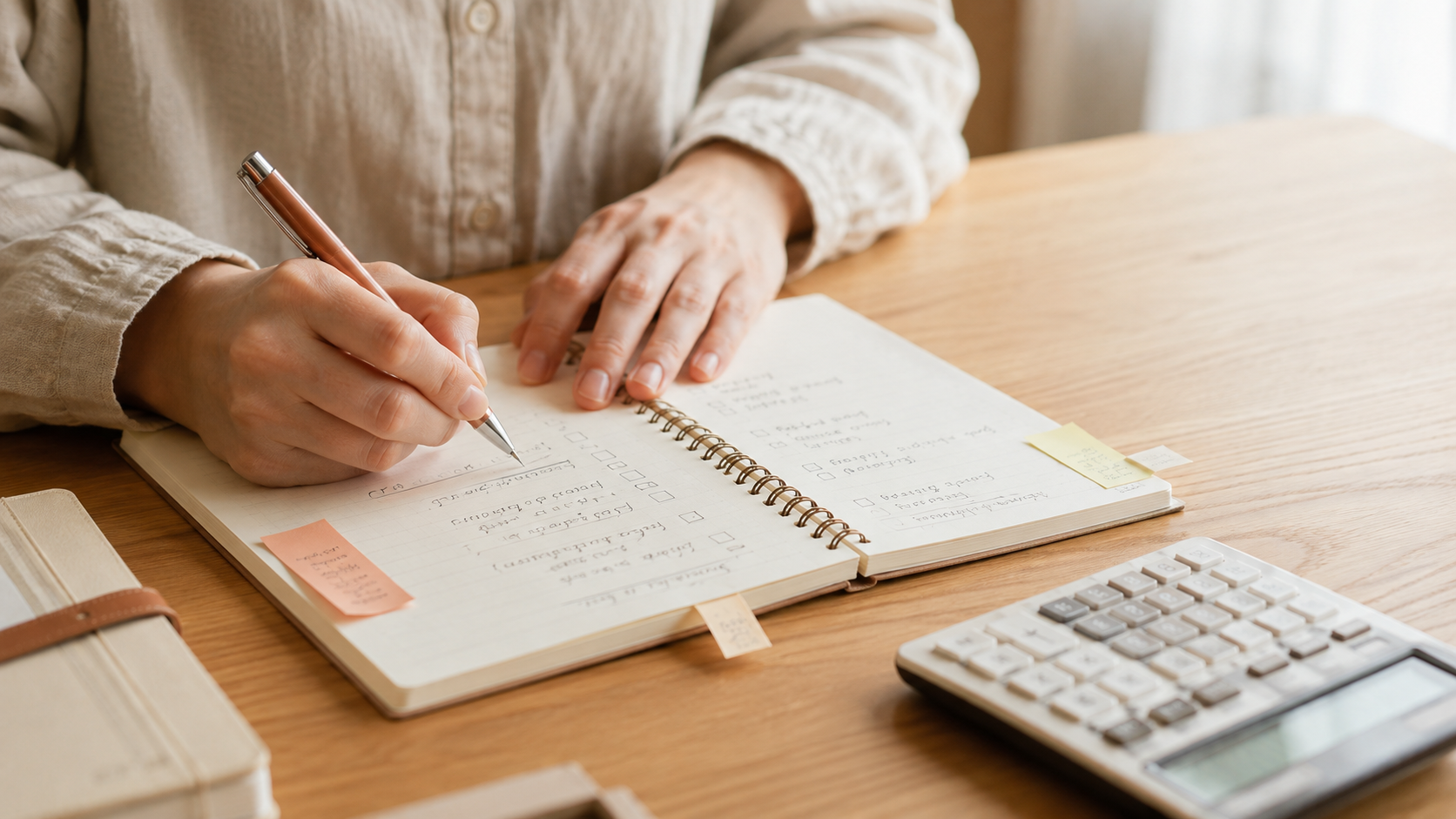 追加費用になりやすい確認事項をノートに書き出している手元
