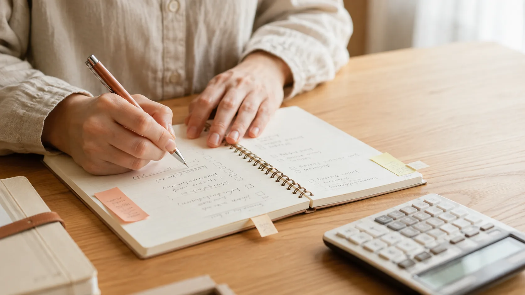 追加費用になりやすい確認事項をノートに書き出している手元